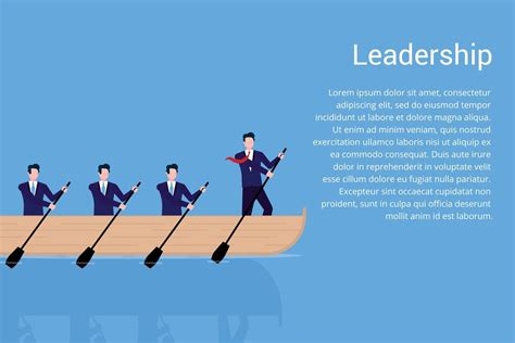 Teamwork With Leader In The Boat Business Concept Vector Illustration