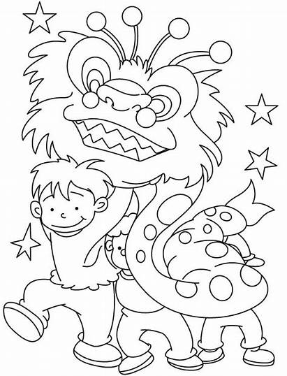 Chinese Coloring Pages Children Young Celebrate Parade