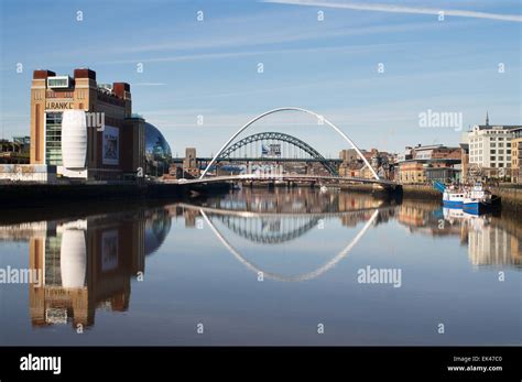 Tyne Bridges And Baltic Gallery Reflected In The River Newcastle Upon