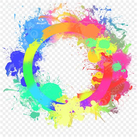 Colorful Splash Rainbow Circle Border Color Circle Splash Png