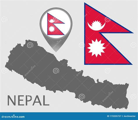 Nepal Flag Map Pointer And Blank Map Stock Vector Illustration Of