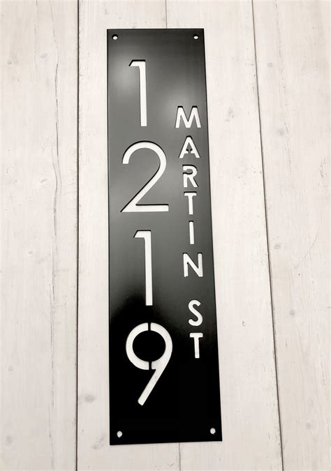 Vertical Custom House Number Plaque With Street Name Etsy