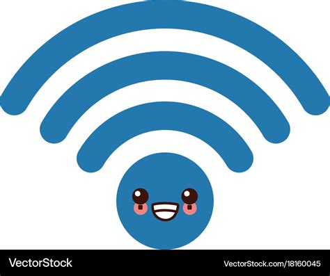 Wifi Internet Symbol Kawaii Cute Cartoon Vector Image