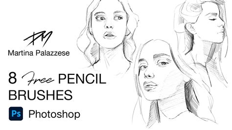 8 Pencil Brushes Photoshop Free Download Youtube