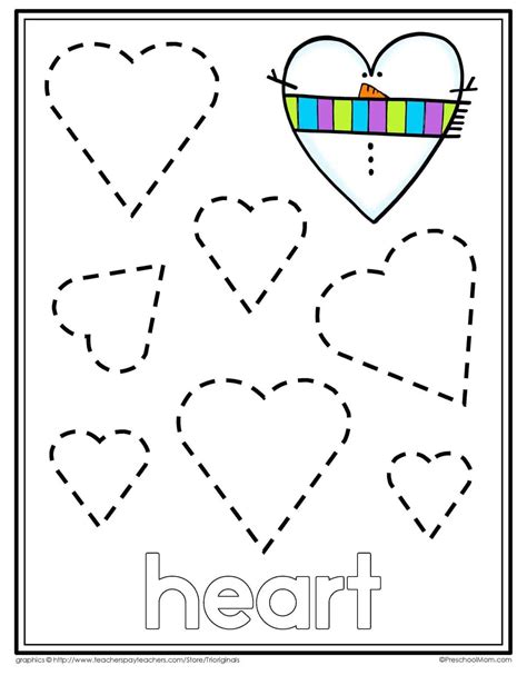 Heart Tracing Worksheets For Preschool | AlphabetWorksheetsFree.com