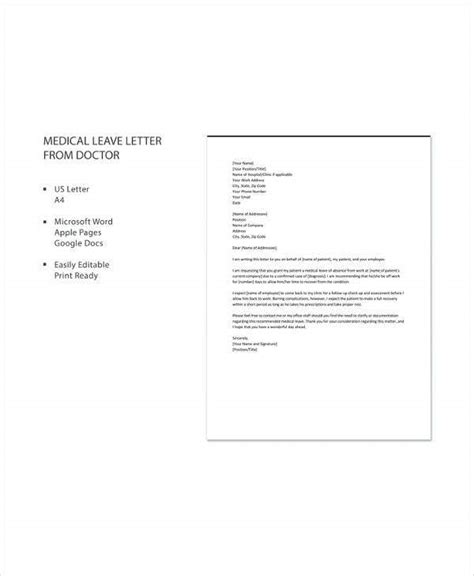 Cover letter examples for all types of professions and job seekers. Medical Leave Letter - 13+ Free Word, Excel, PDF Documents Download | Free & Premium Templates