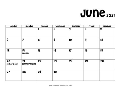 Check spelling or type a new query. 60+ Free June 2021 Calendar Printable with Holidays, Blank ...