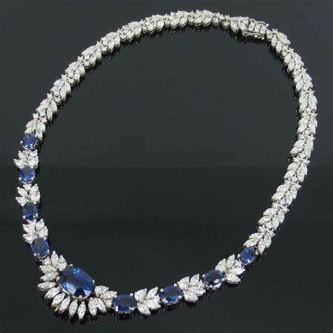 Saphire 18k Gold Necklace Diamond Beautiful Necklaces