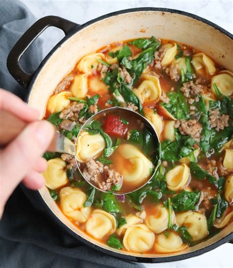Sausage Spinach And Tortellini Soup Cook At Home Mom