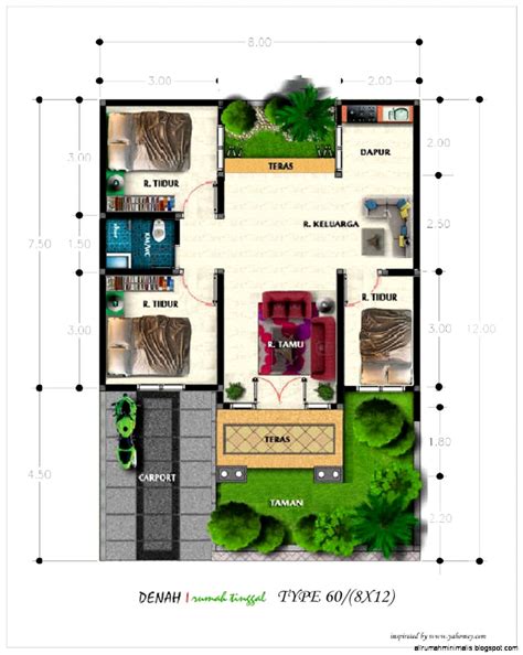 Gambar kerja rumah tinggal tipe 60. Denah Rumah Minimalis Type 60 | Design Rumah Minimalis
