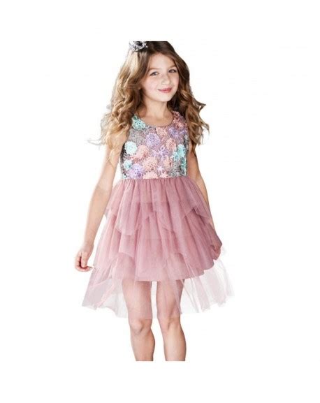 Children Dresses Girls Lace Summer Kids Pink Party Dress Size 5 10