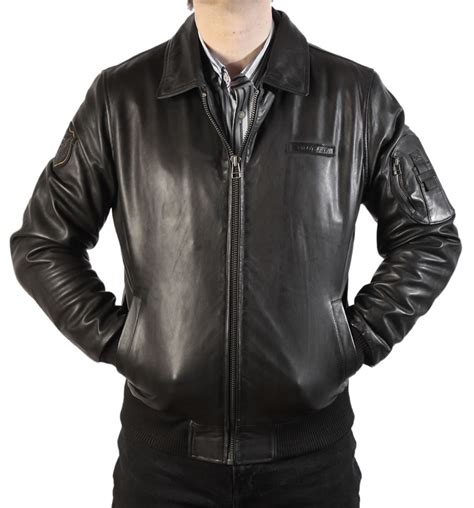 Mens Premium Quality Black Leather Flight Jacket From Simons Leather