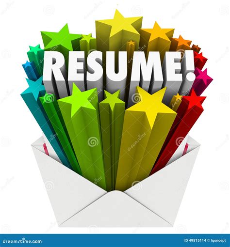 Resume Word Stars Open Envelope Promote Your Skills Knowledge Ex Stock