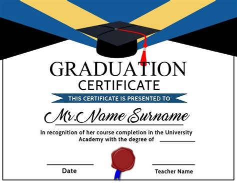 Graduation Certificate Printable Template Graduation Certificate
