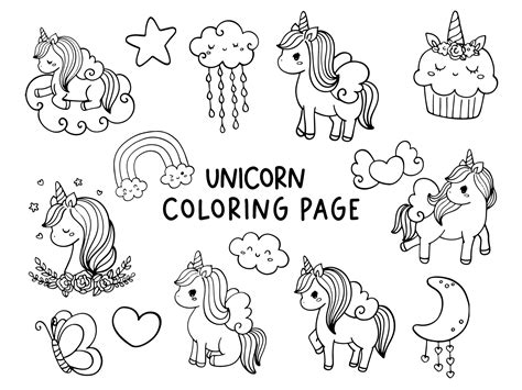 Unicorn Coloring Page Unicorn Doodle Vector Illustration 2896925