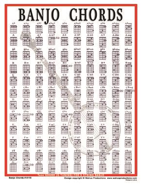 Banjo Chords Chart For Banjo Players Printed Educational Instructional