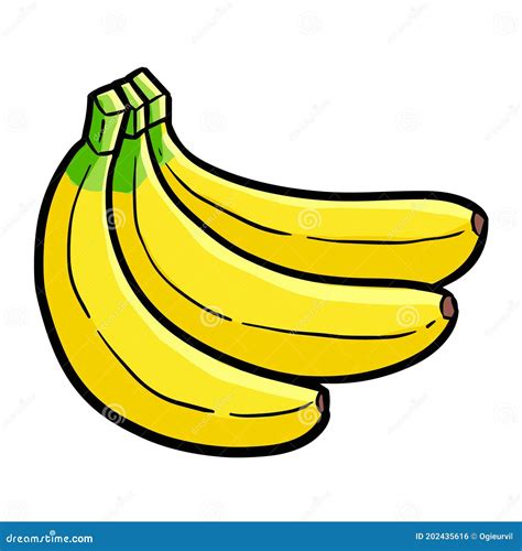 Funny And Cute Fresh Three Banana Vector Stock Vector Illustration