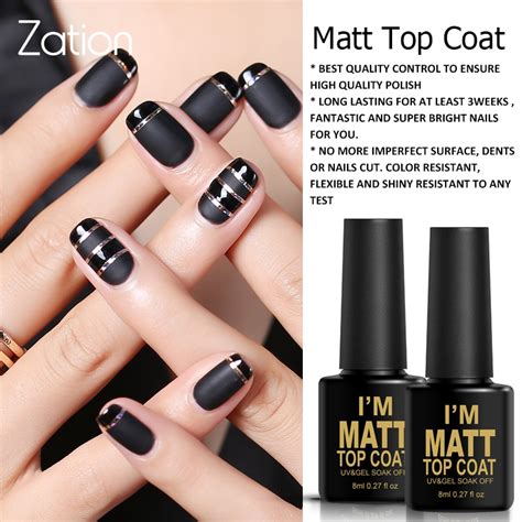 Having a good top coat can make nails done at home look like a professional manicure. Zation Matt Top Coat UV Gel Nail Polish Soak Off Matte Gel ...
