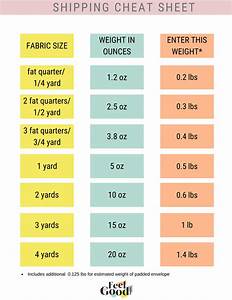 Shipping Cheat Sheet How To Estimate Fabric Weights Feelgood Fibers