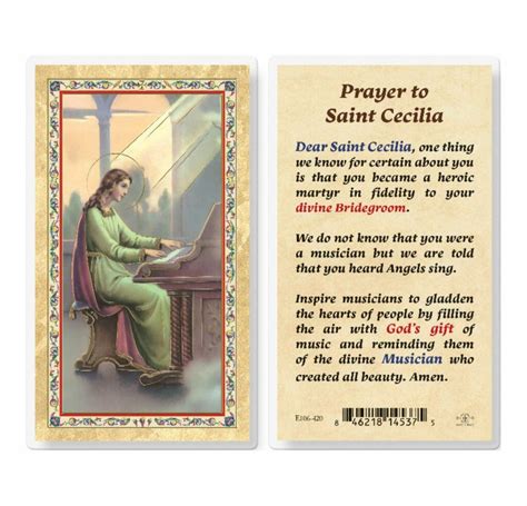 Prayer To St Cecelia Gold Stamped Laminated Holy Card 25 Pack Buy