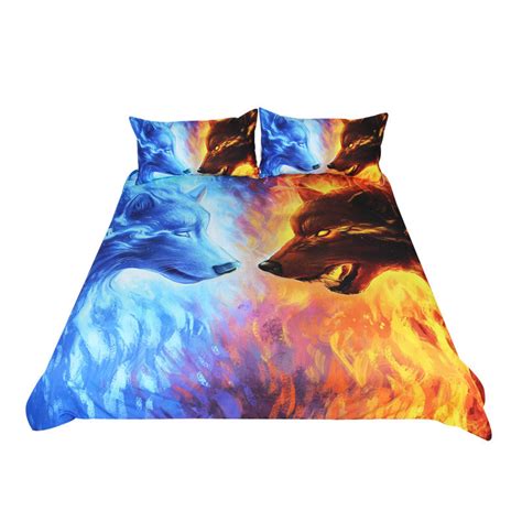Fire And Ice By Jojoesart Bedding Set Blue And Yellow 3d Quilt Cover W Minnie S Home Goods