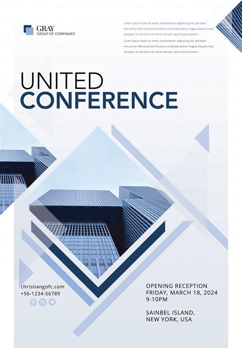 United Conference Poster Design Template In Psd Word Publisher