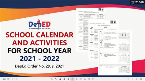 Deped School Calendar And Activities For Sy 2021 2022 Youtube