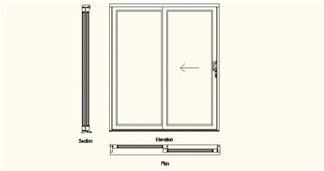 Sliding Patio Doors Plan And Elevation Detail Layout File Cadbull