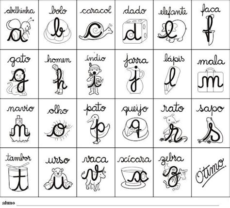 Nosso Espaço Da Educação Alfabeto Ilustrado Letra Bastão E Cursiva
