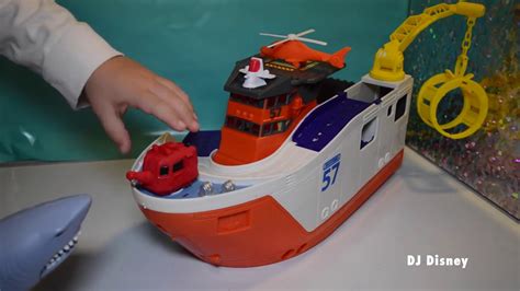 Matchbox Car Go Shark Ship Marine Rescue Shark Ship Toy Review Youtube
