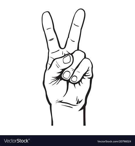 Hand With Two Fingers Up Royalty Free Vector Image