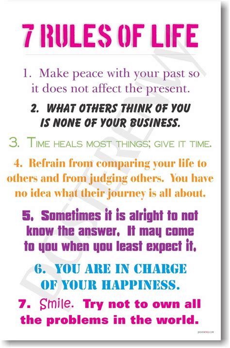 7 Rules Of Life New Classroom Motivational Poster Office