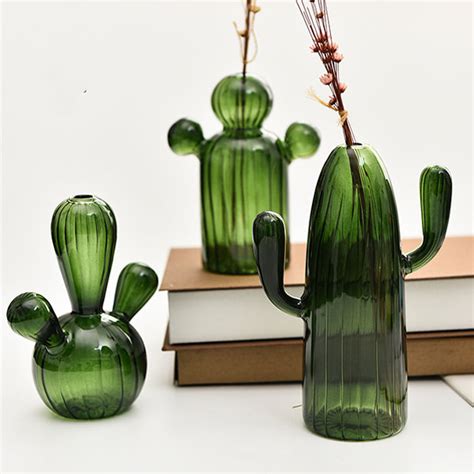Cactus Glass Vase Decoration Green Blue Modern Vibe Apollobox