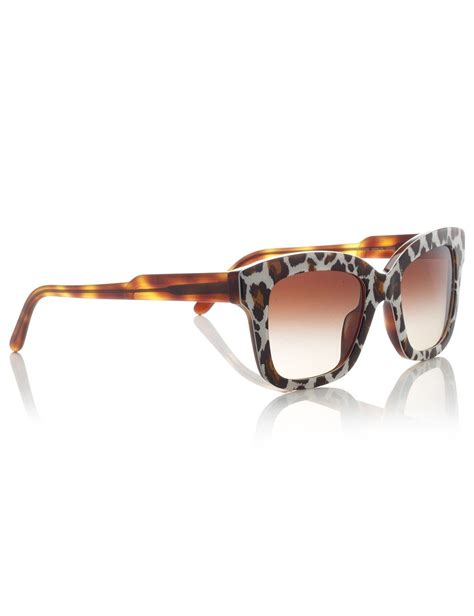White Leopard Square Frame Sunglasses Stella Mccartney Eyewear Stella Mccartney Sunglasses