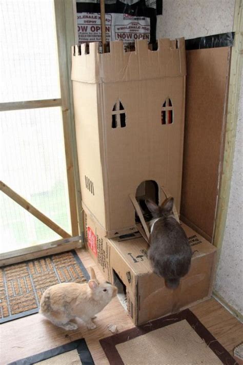 Cardboard Castle Rabbithouses Cardboard Cat House Diy Bunny Toys