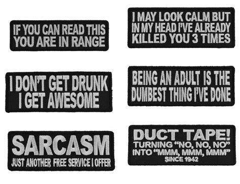 Funny Saying Patches Set Of 6 Funny Patches Thecheapplace