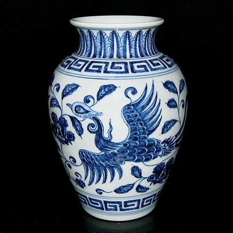 A Very Fine Blue And White Phoenix Ovoid Vase China Ming Dynasty