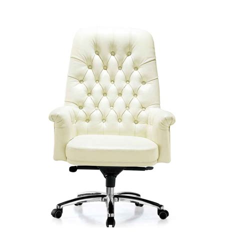White Leather Executive Office Chair Home Furniture Design