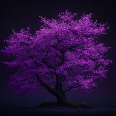 Premium Ai Image Sakura Tree On Dark Background Illustration