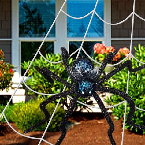 4ft giant light up black hairy spiders halloween spider decorations giant spider