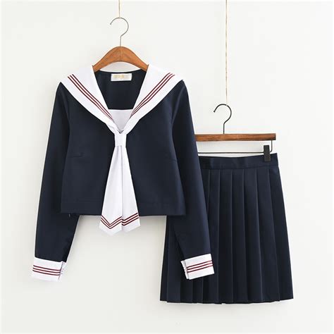 Navy Seifuku Japanese School Uniforms Comfortable Cotton Sailor Uniform