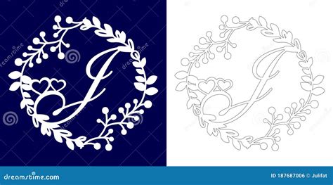 Vector Wedding Initial Monogram For Laser Cutting Letter J Of The