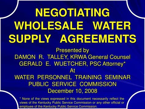 ppt negotiating wholesale water supply agreements powerpoint presentation id 1027066