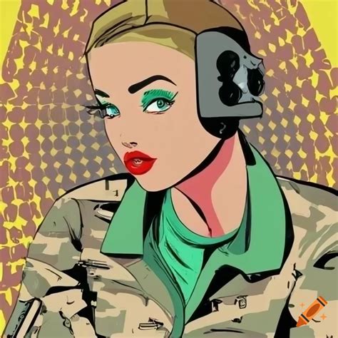 vector illustration of a military inspired pin up girl
