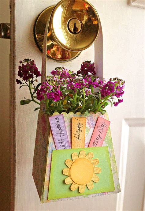 May Day Flower Basket With Paper Handle Mothers Day Crafts Crafts For
