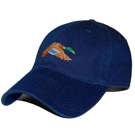 Smathers And Branson Flying Mallard Needlepoint Hat In Navy Country