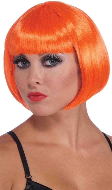 Neon Orange Bob Cut Costume Wig Orange Costume Wig Accessory