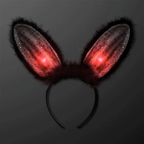 Led Light Up Black Bunny Ears Headband Custom