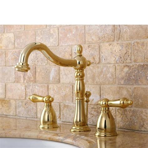 kingston brass vintage polished brass 2 handle widespread watersense bathroom sink faucet with