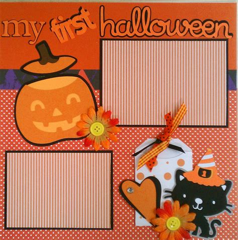 My First Halloween 12x12 Premade Scrapbook Layout Page